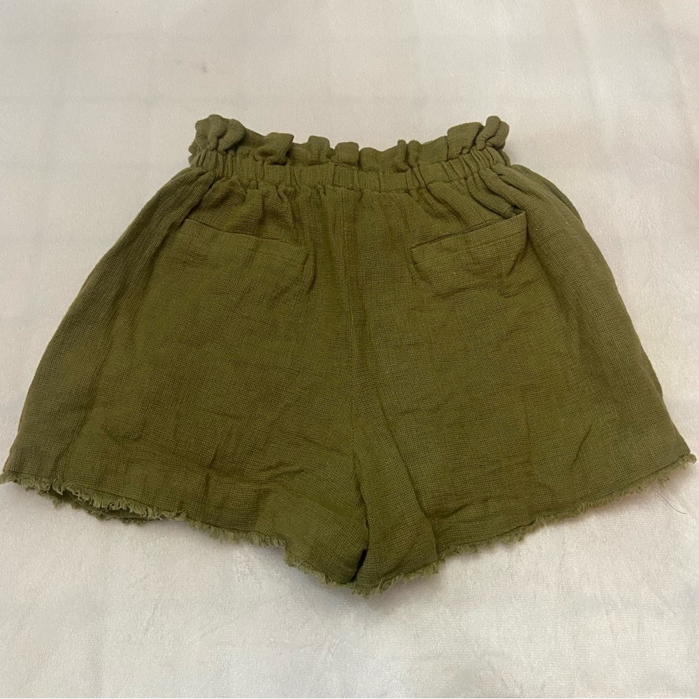 Something Navy Ryan Paperbag Shorts Green Hgh Waist Button Front S 2226 - Picture 9 of 10